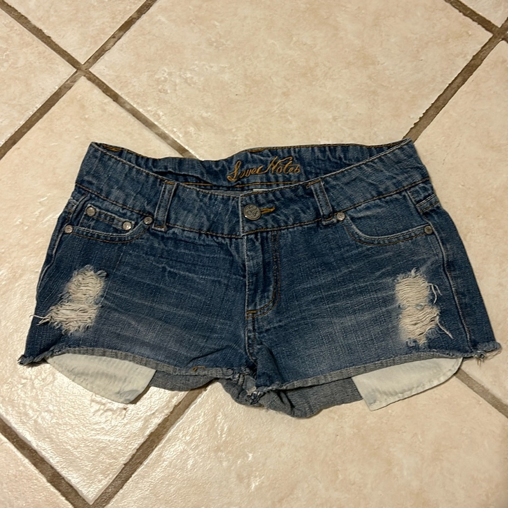 LOVE NOTES Distressed Cutoff Denim Jean Shorts Size 3